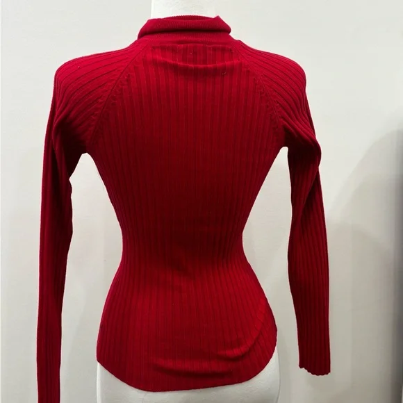 Vintage Bebe Crimson Ribbed Zip-Up Top - Picture 4 of 5